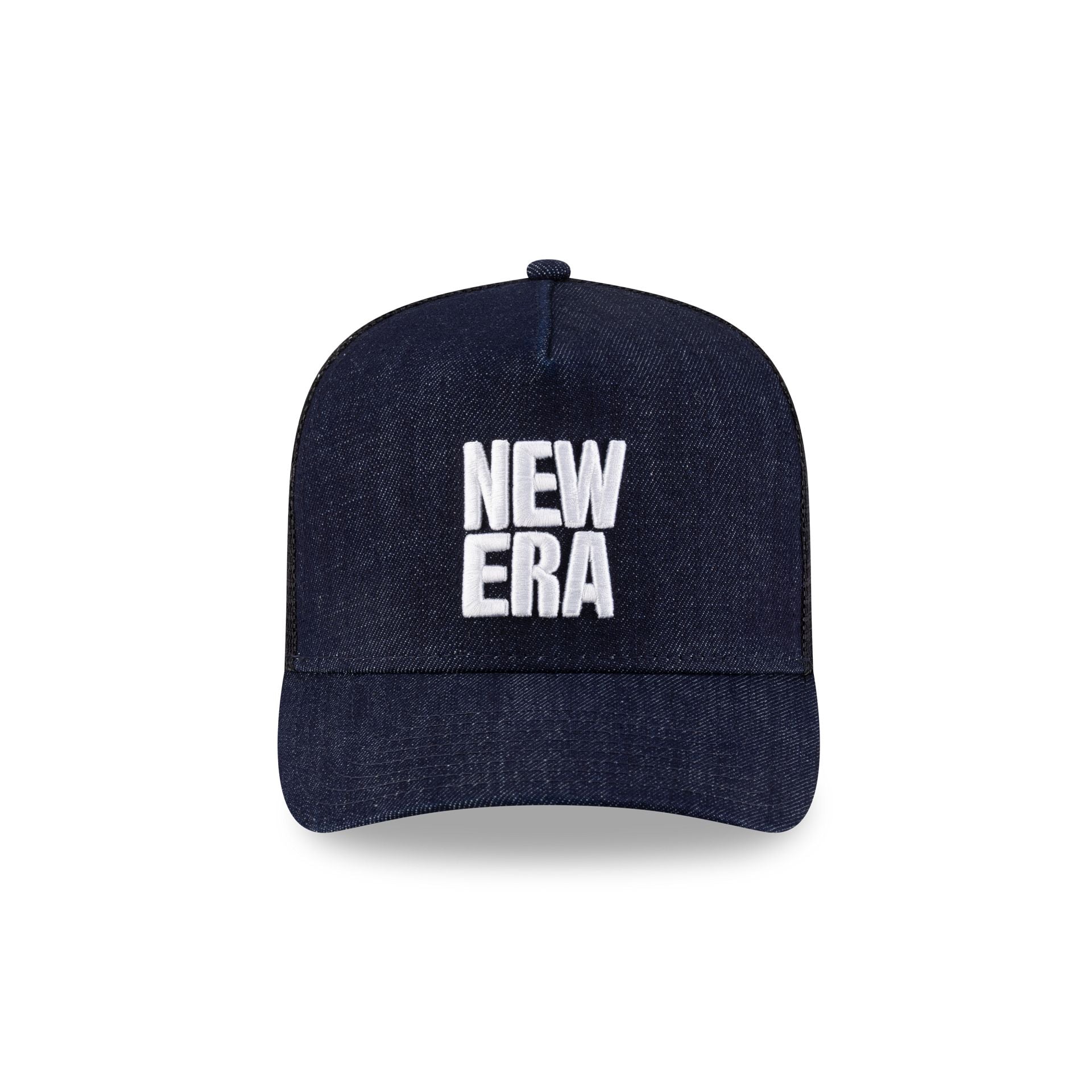 New Era Cap Square Logo Indigo Denim 9FORTY A-Frame Trucker Hat