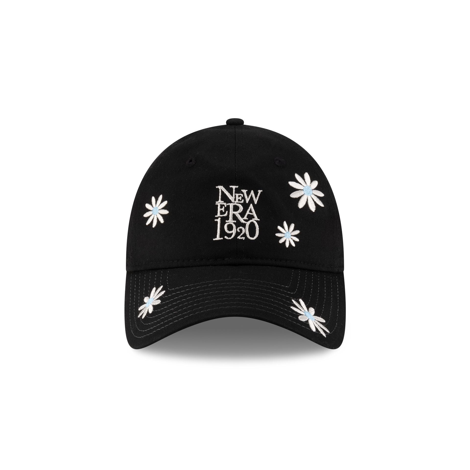 New Era Cap Flower Embroidery Black Denim 9TWENTY Adjustable Hat