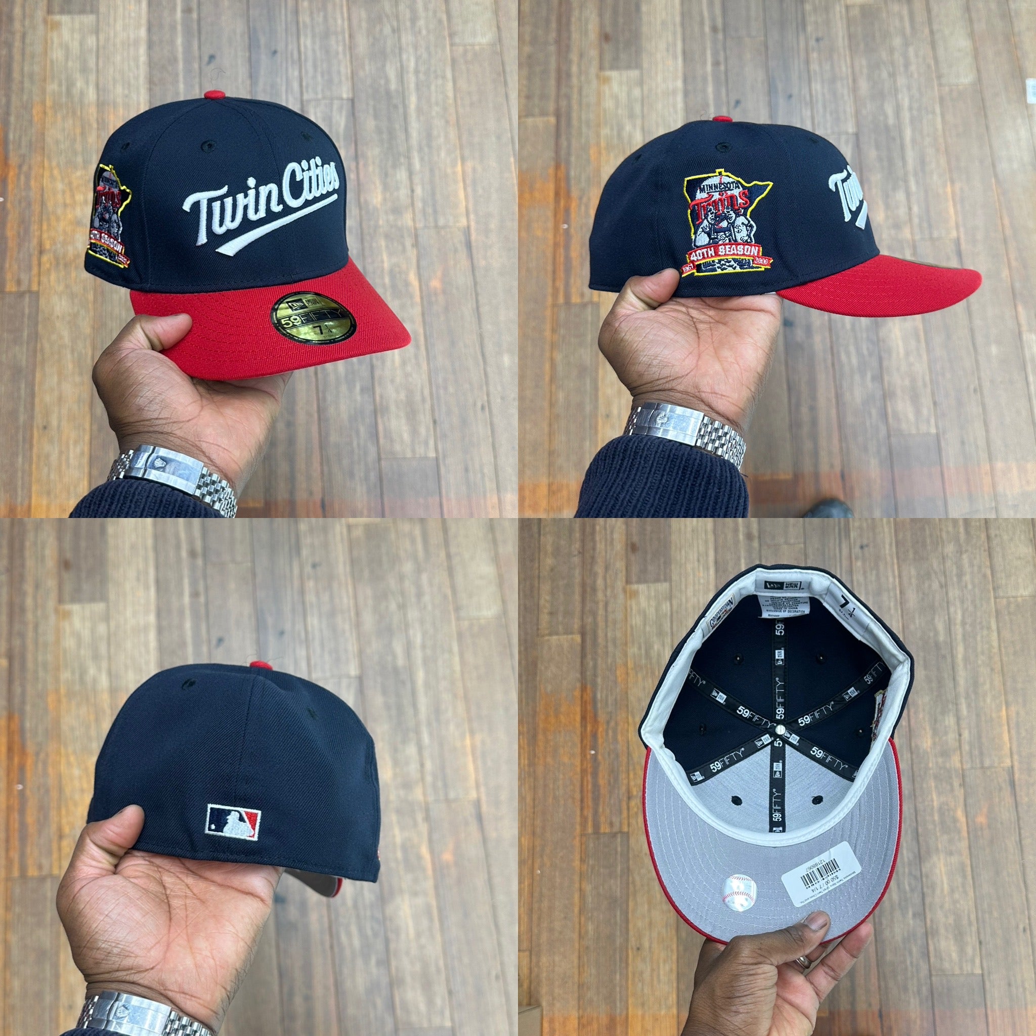 Minnesota Twins Navy Script Twin Cities and Red 40Th