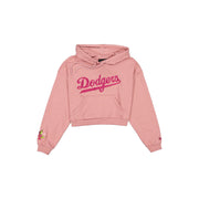 Los Angeles Dodgers Women's Cropped Cosmetic Pink Floral Hoodie