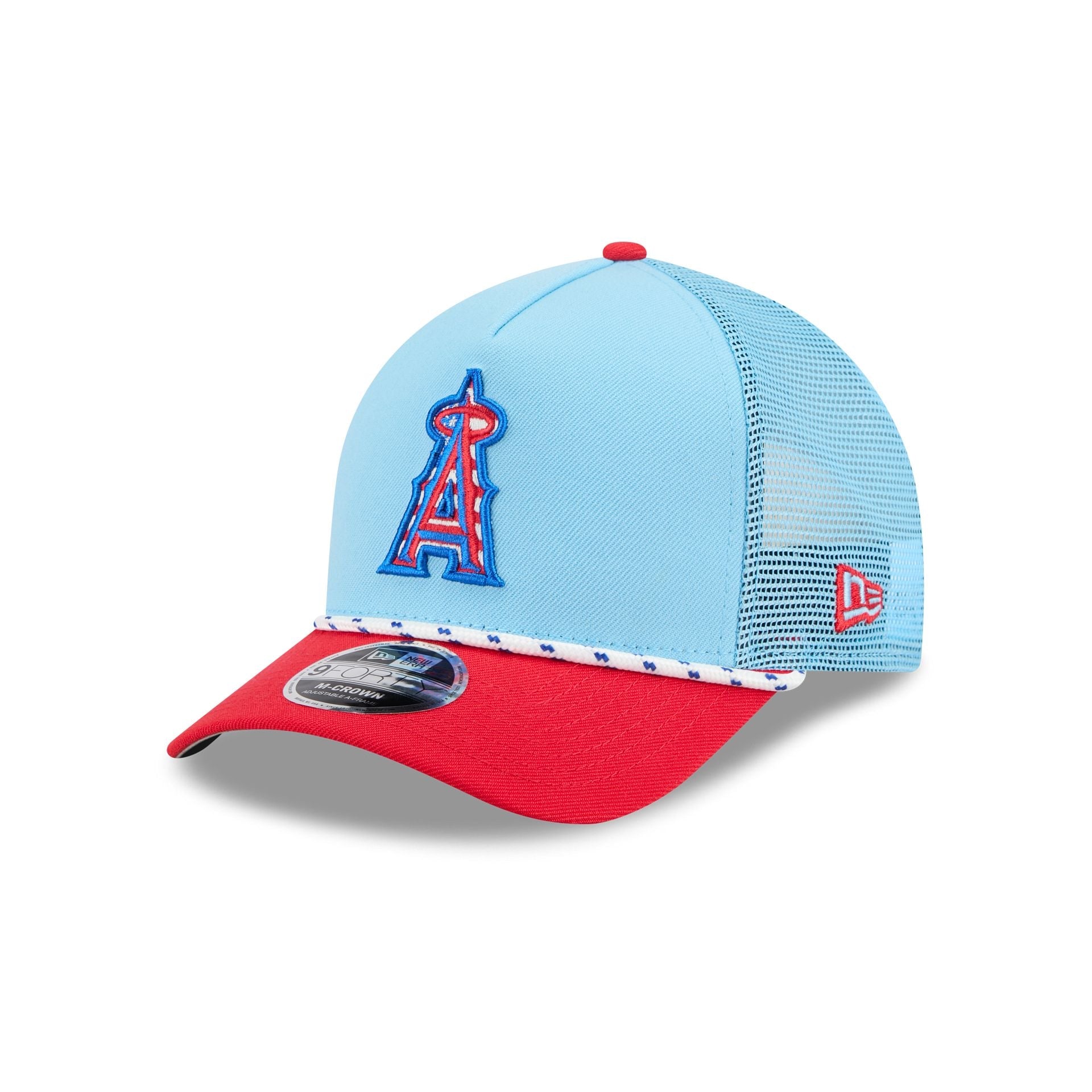Los Angeles Angels Independence Day 2025 9FORTY M-Crown A-Frame Trucker Hat