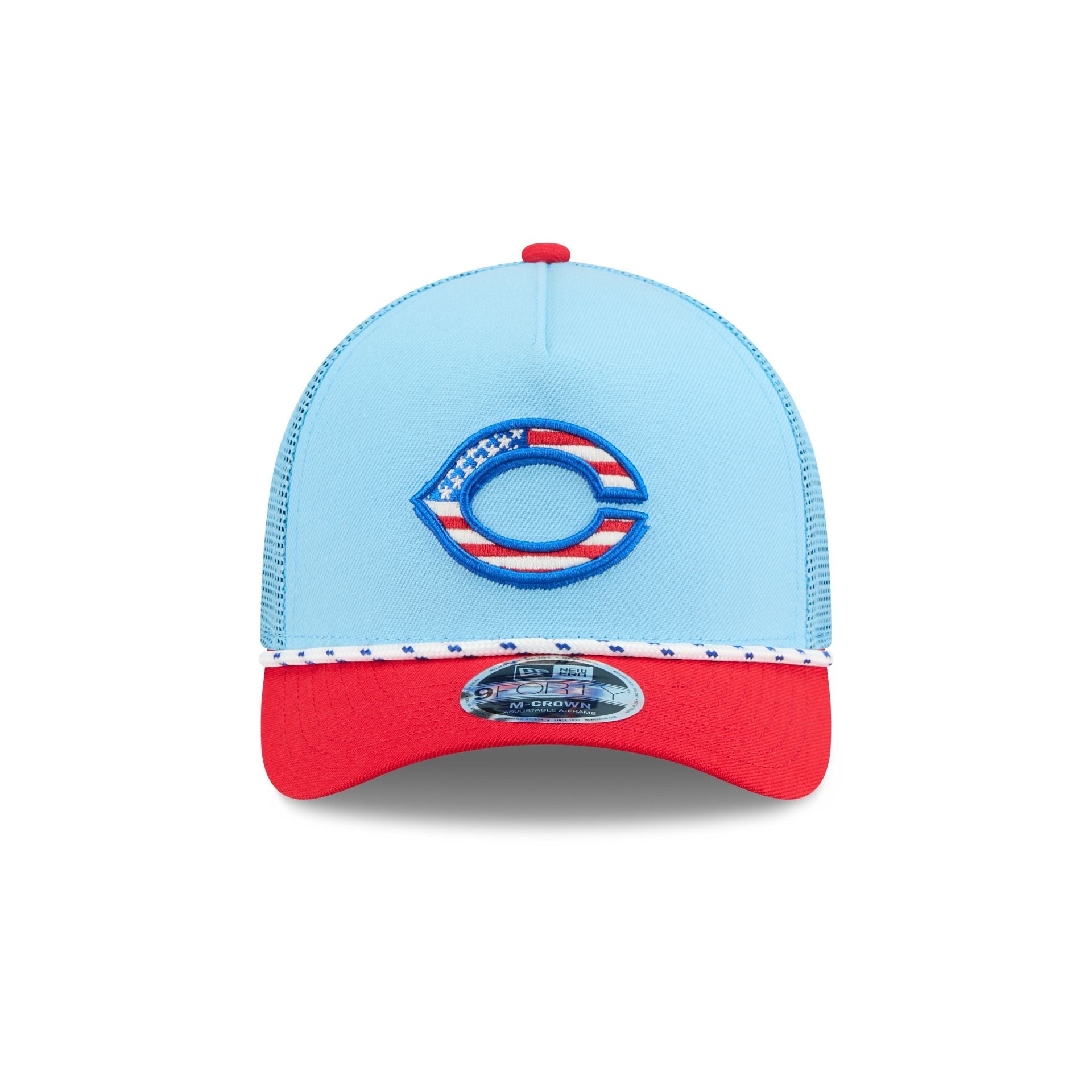 Cincinnati Reds Independence Day 2025 9FORTY M-Crown A-Frame Trucker Hat