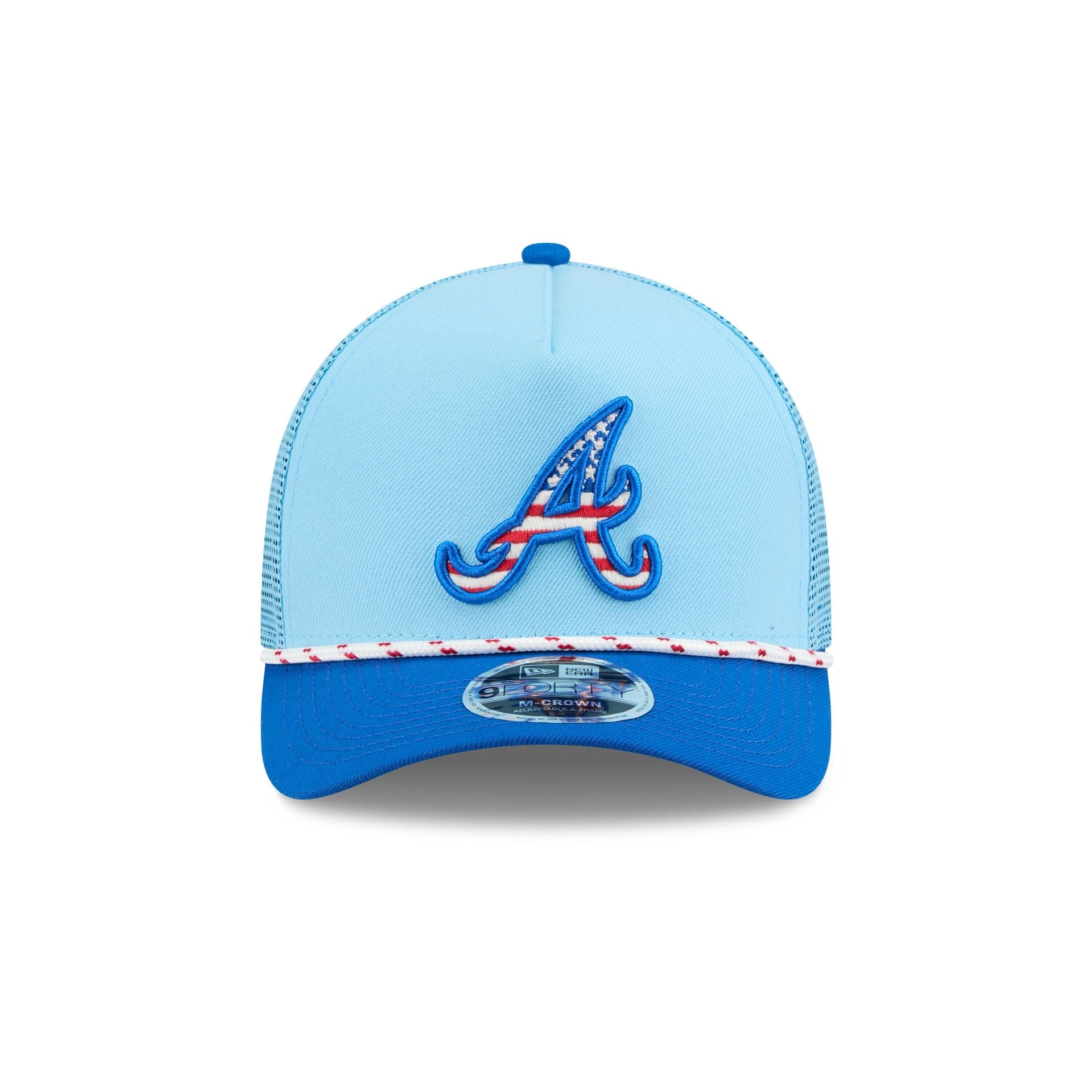 Atlanta Braves Independence Day 2025 9FORTY M-Crown A-Frame Trucker Hat