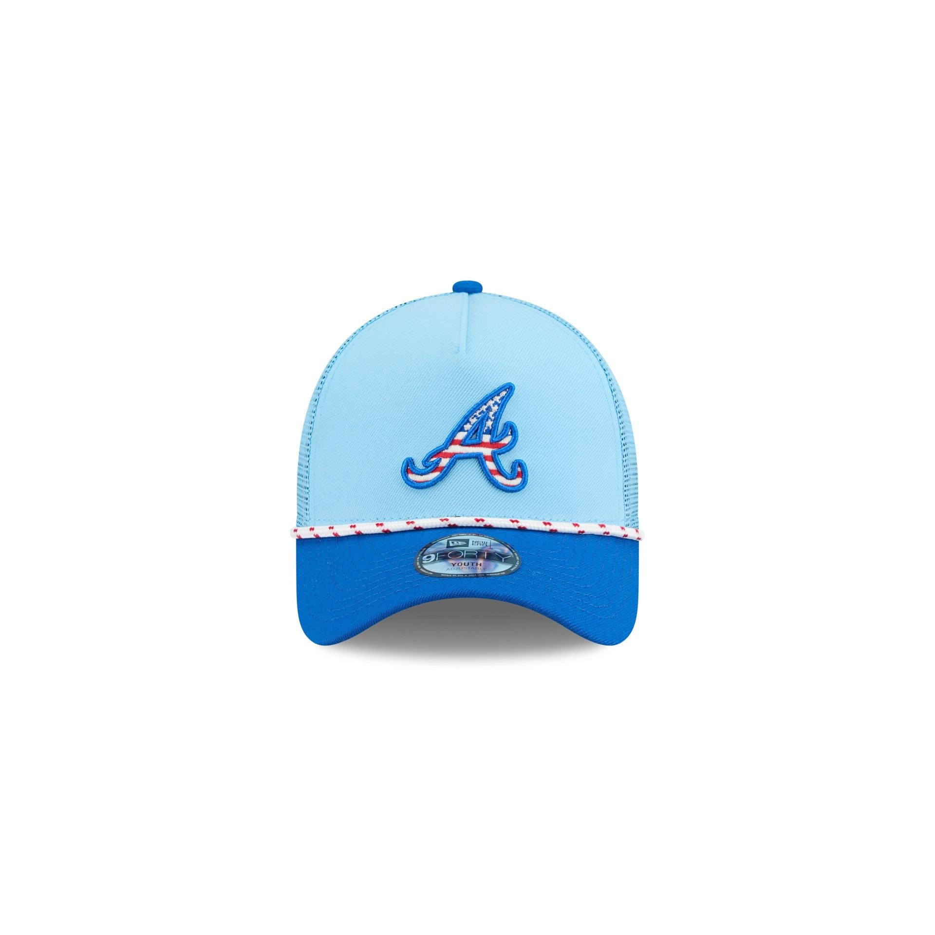 Atlanta Braves Independence Day 2025 Kids 9FORTY M-Crown A-Frame Trucker Hat