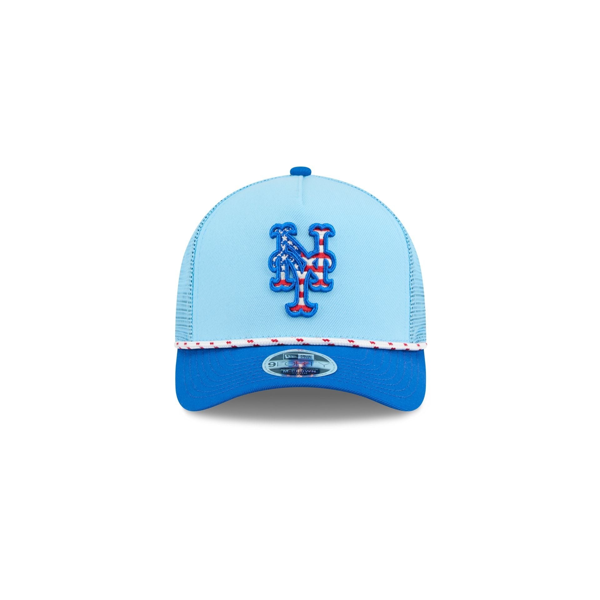 New York Mets Independence Day 2025 Kids 9FORTY M-Crown A-Frame Trucker Hat