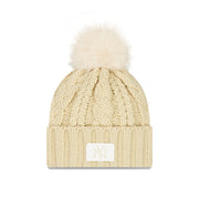 New York Yankees Cream Women's Pom Knit Hat