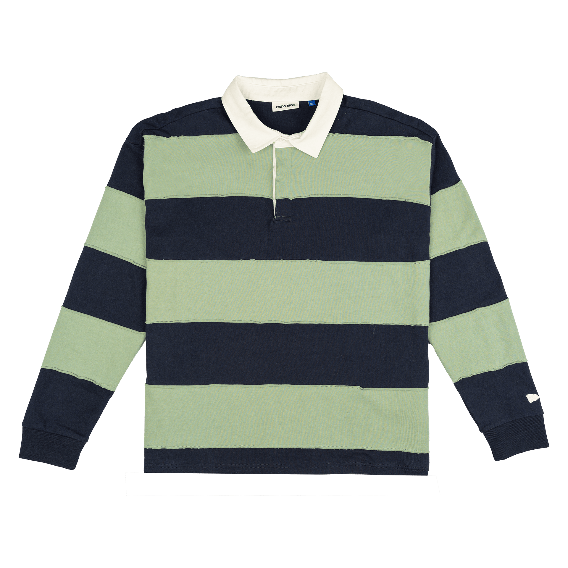 New Era Branded Cut and Sew Block Navy Long Sleeve Rugby Shirt