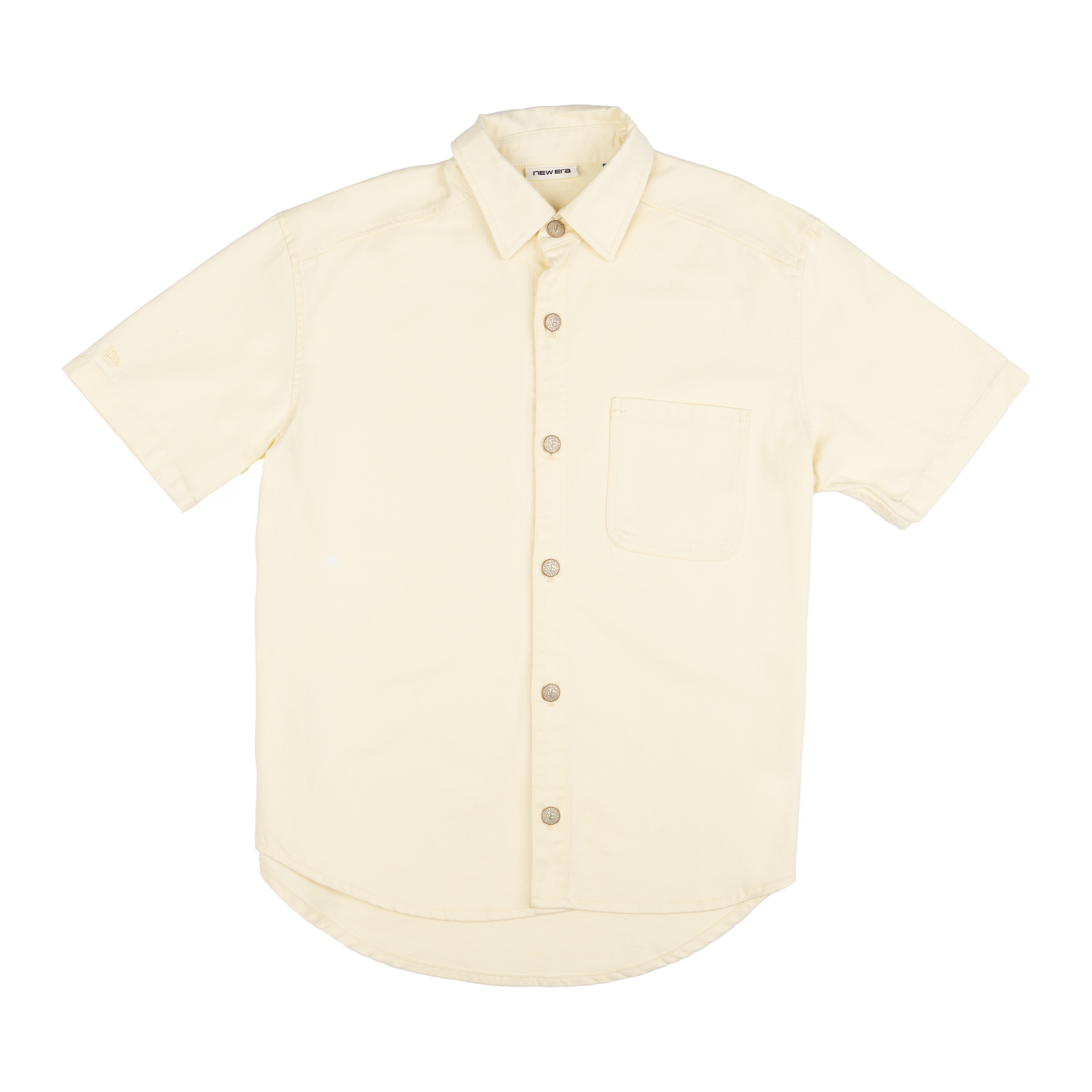 New Era Branded Ellicott Chrome White Twill Half Sleeve Button Up Shirt
