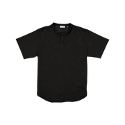 New Era Branded Galvin 2-Button Mesh Henley Black Jersey