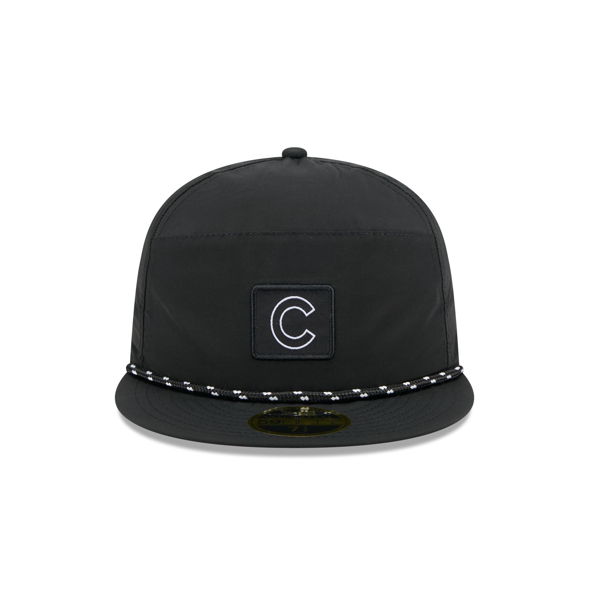 Chicago Cubs Black Poly Rope Split Panel 59FIFTY Fitted Hat
