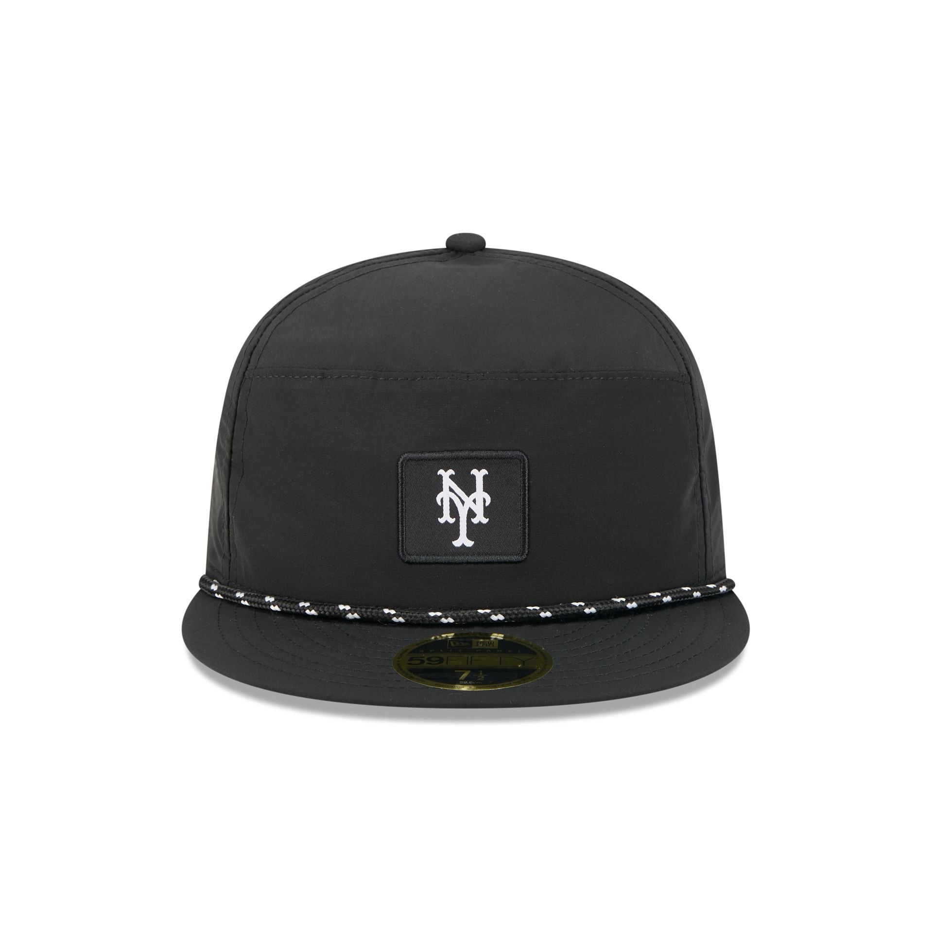 New York Mets Black Poly Rope Split Panel 59FIFTY Fitted Hat