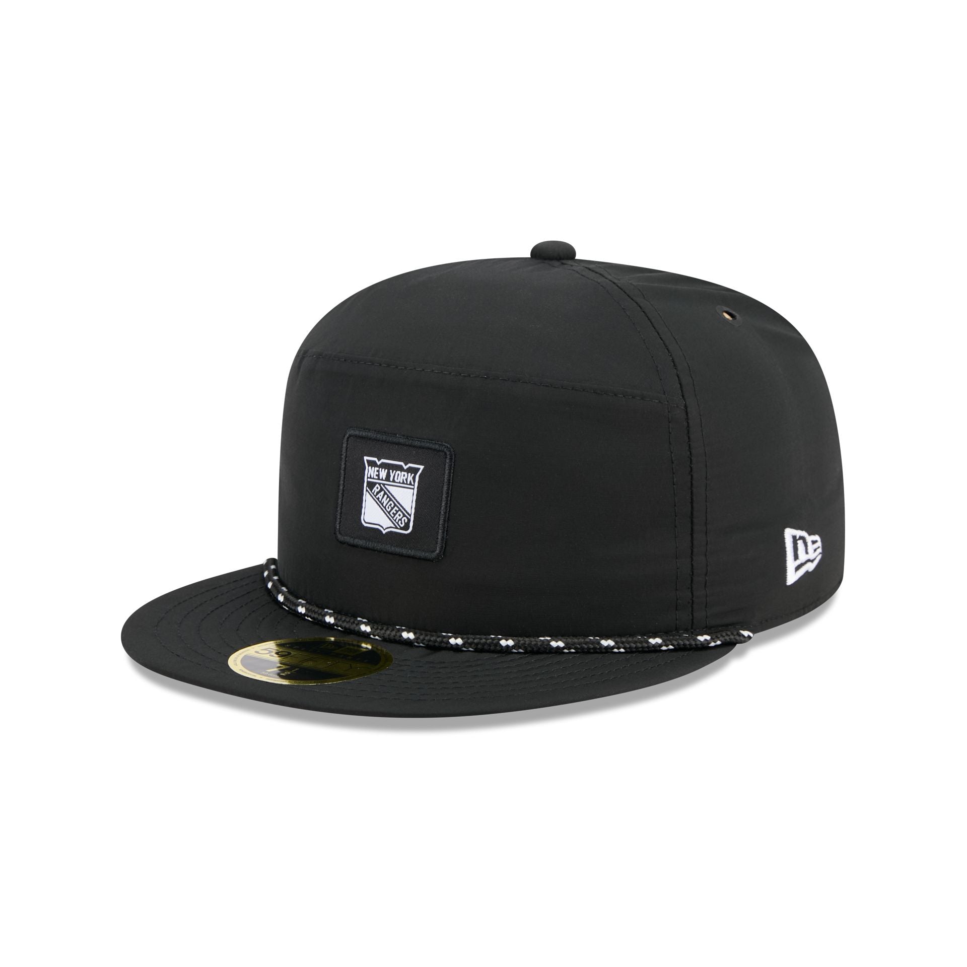 New York Rangers Black Poly Rope Split Panel 59FIFTY Fitted Hat