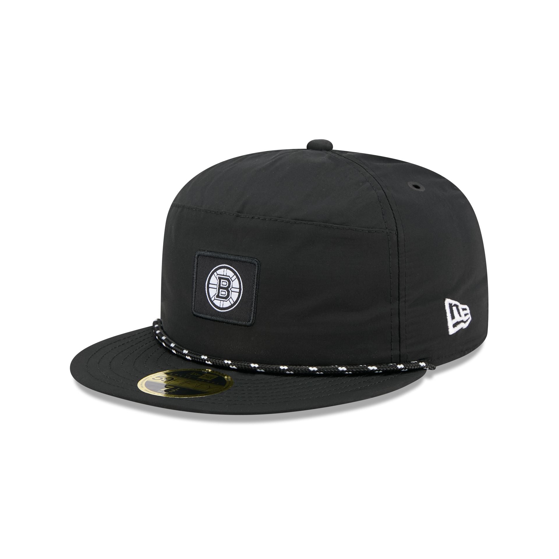 Boston Bruins Black Poly Rope Split Panel 59FIFTY Fitted Hat