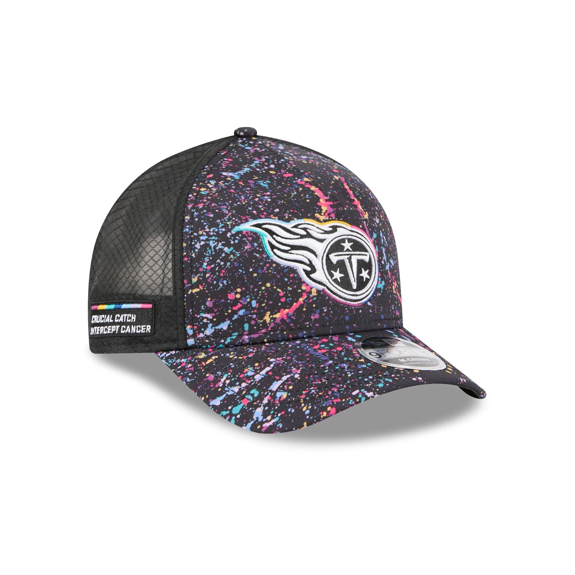 Tennessee Titans 2025 Crucial Catch 9FORTY M-Crown A-Frame Trucker Hat
