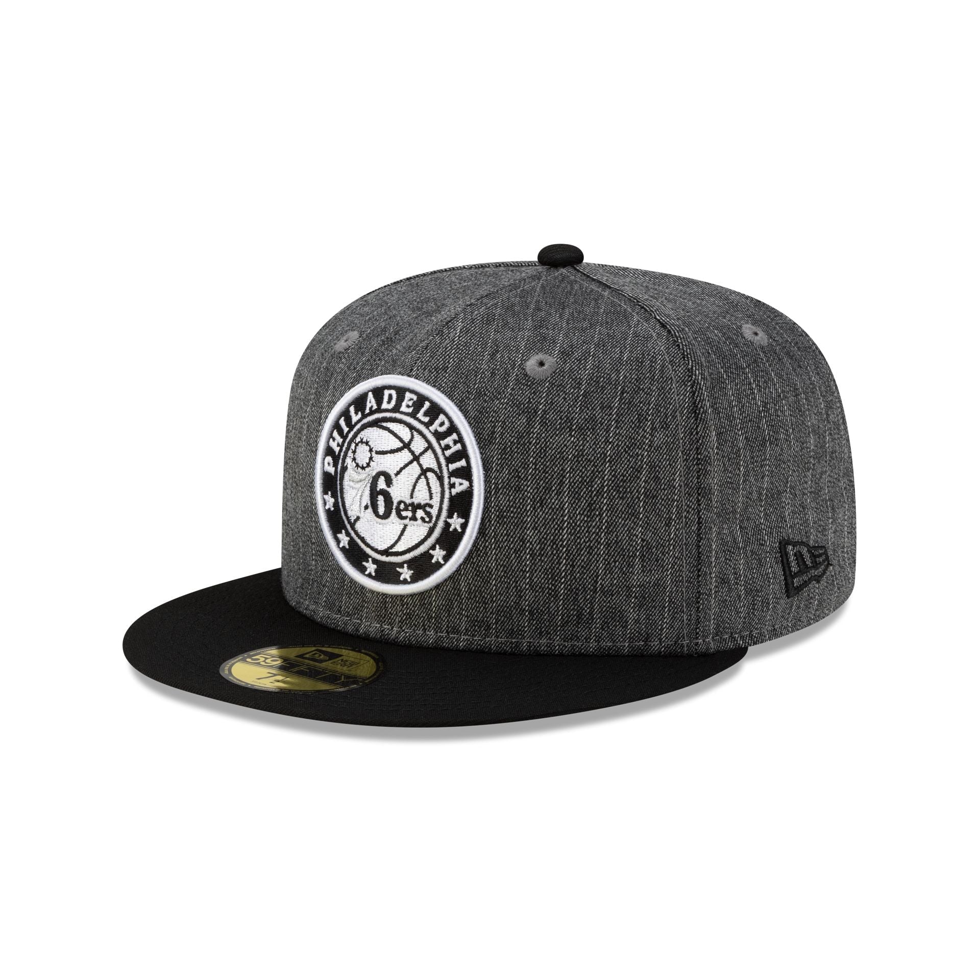 Just Caps Black Pinstripe Philadelphia 76ers 59FIFTY Fitted Hat