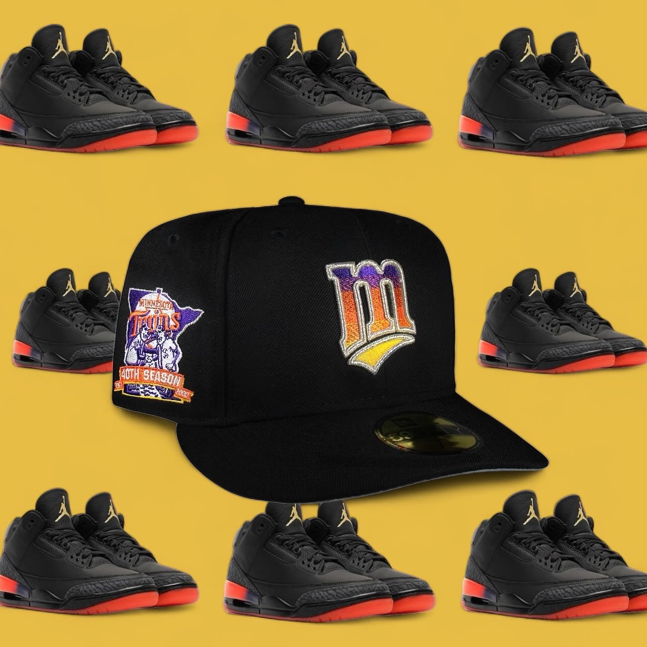 Minnesota Twins All Black Gradient Logo 40Th Anniversary