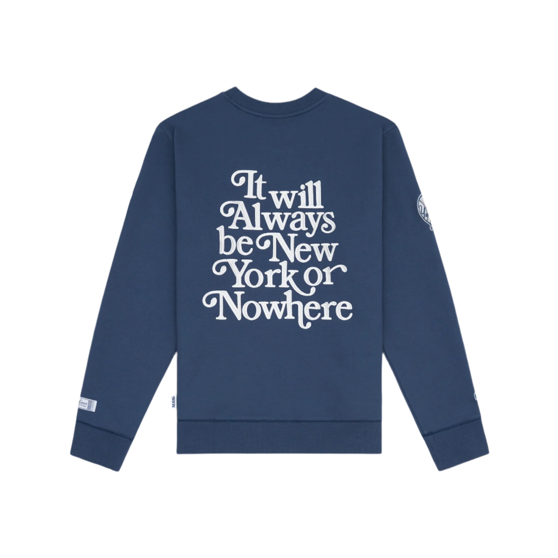 New York or Nowhere x New York Yankees Navy Motto Crewneck