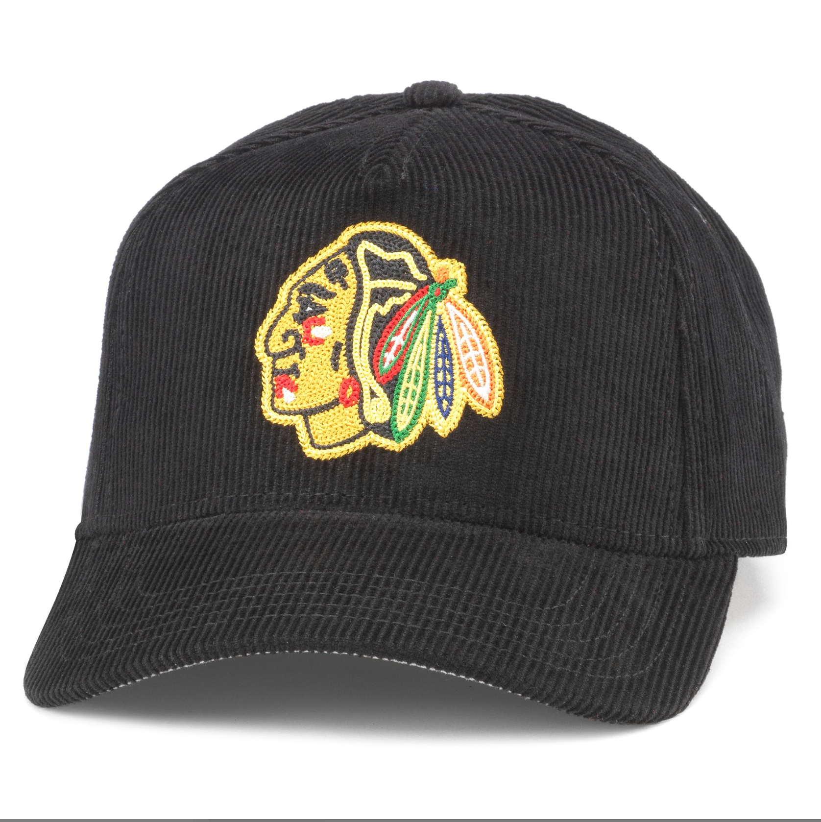 Chicago Blackhawks Black Corduroy Snap Back