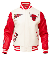 Chiacgo Bulls Creme and Red Varsity Jacket