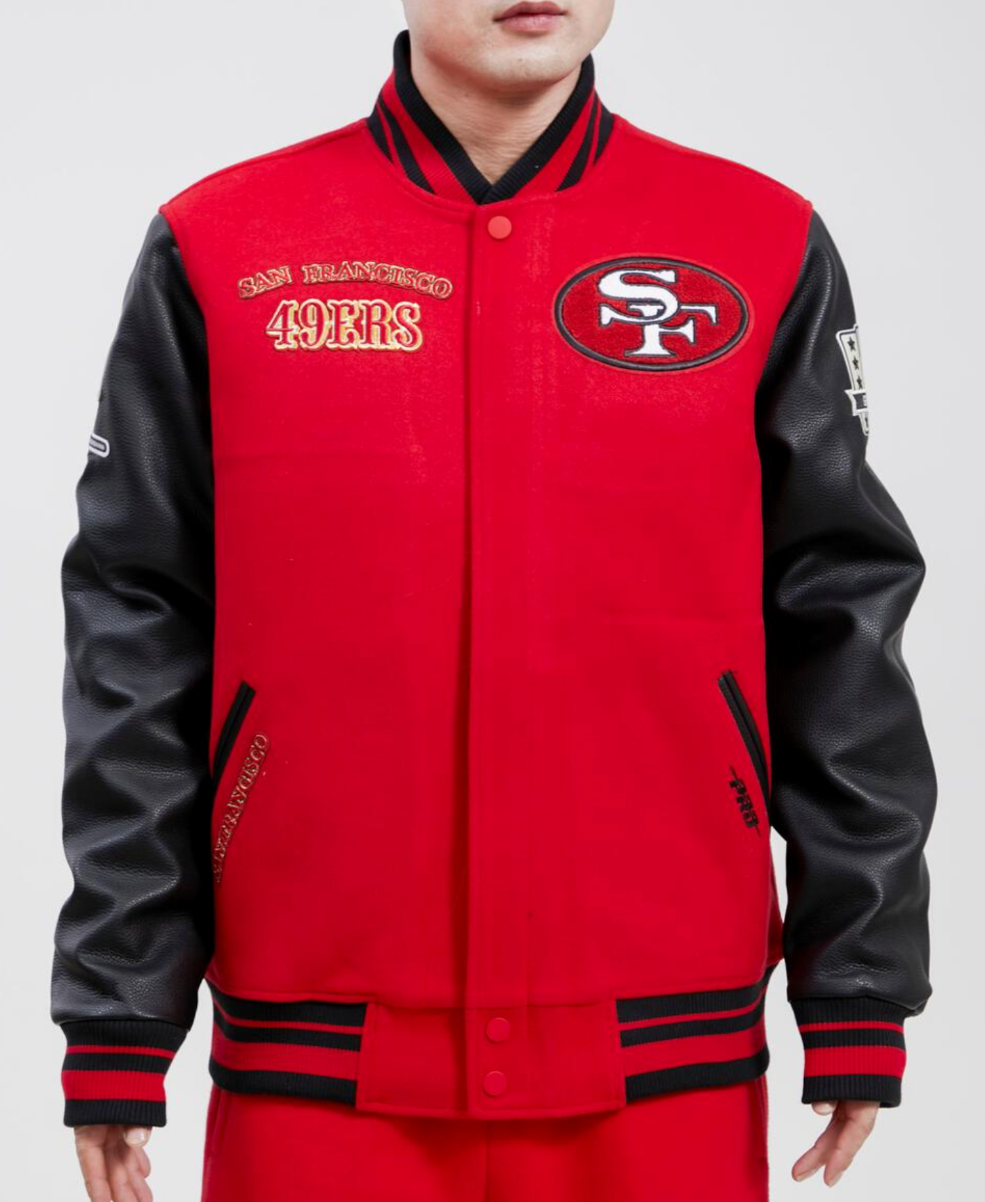 San Francisco 49ers Red and Black Varsity Jacket