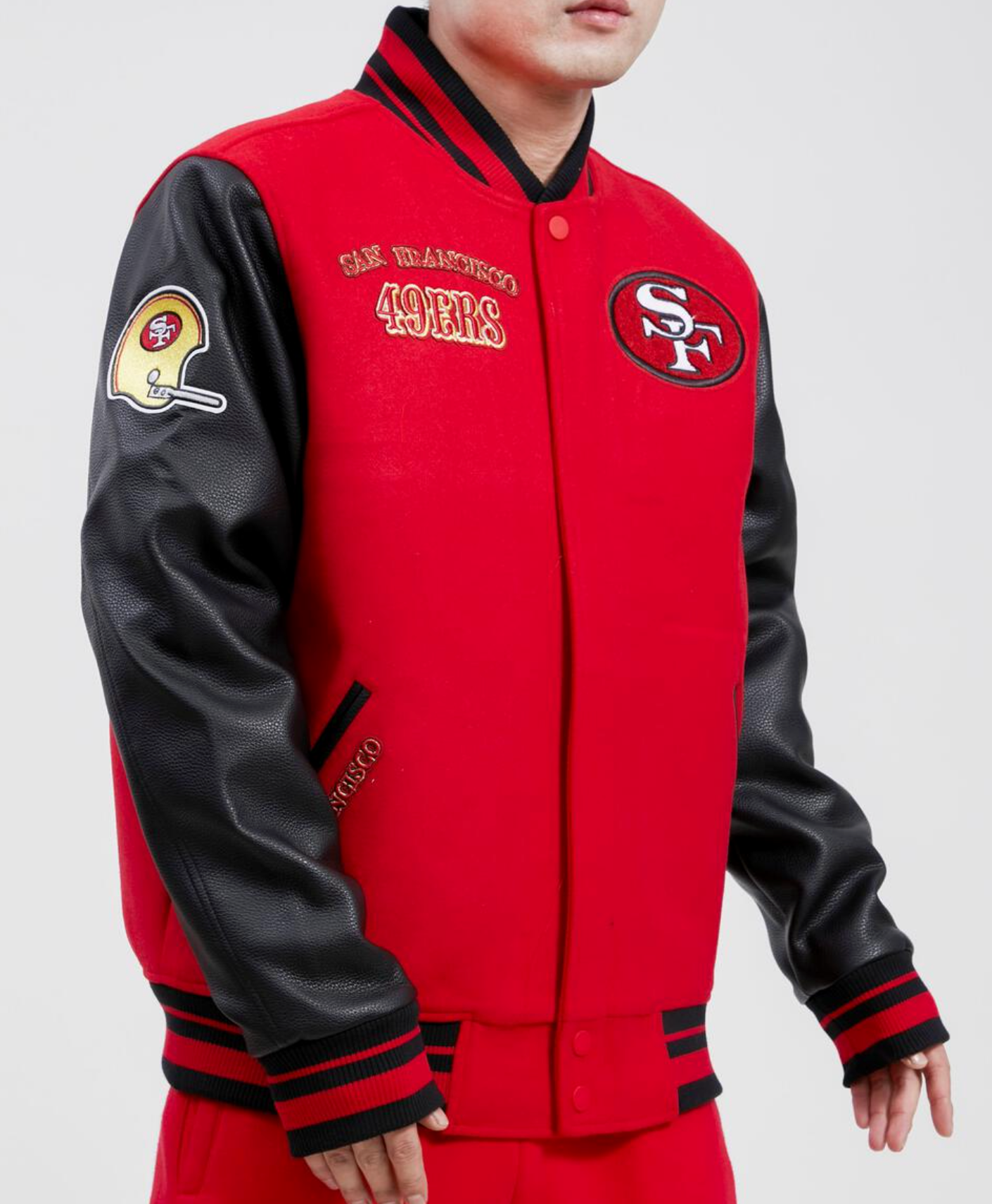 San Francisco 49ers Red and Black Varsity Jacket
