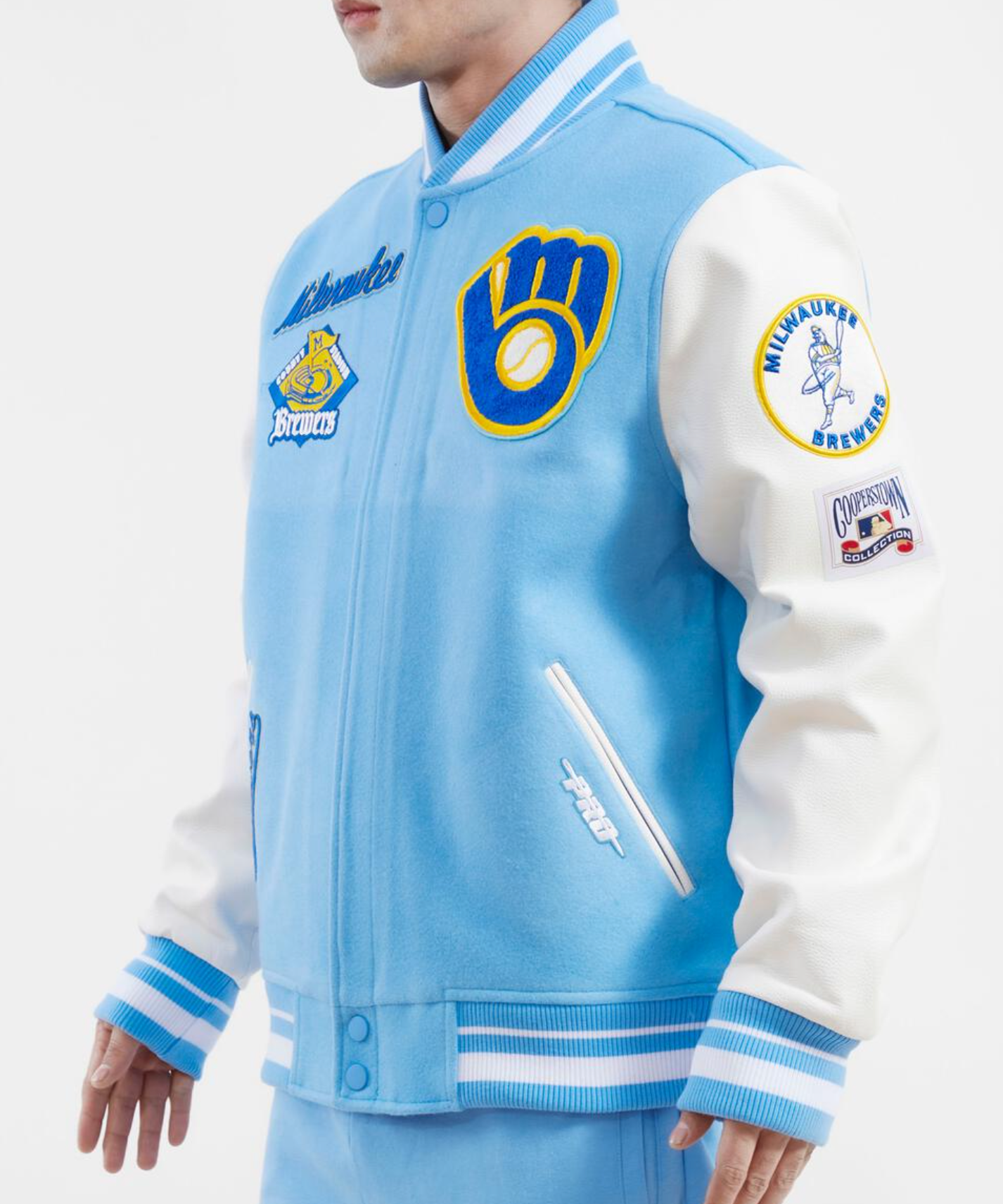 Milwaukee Brewers Sky Blue and White Varsity Jacket