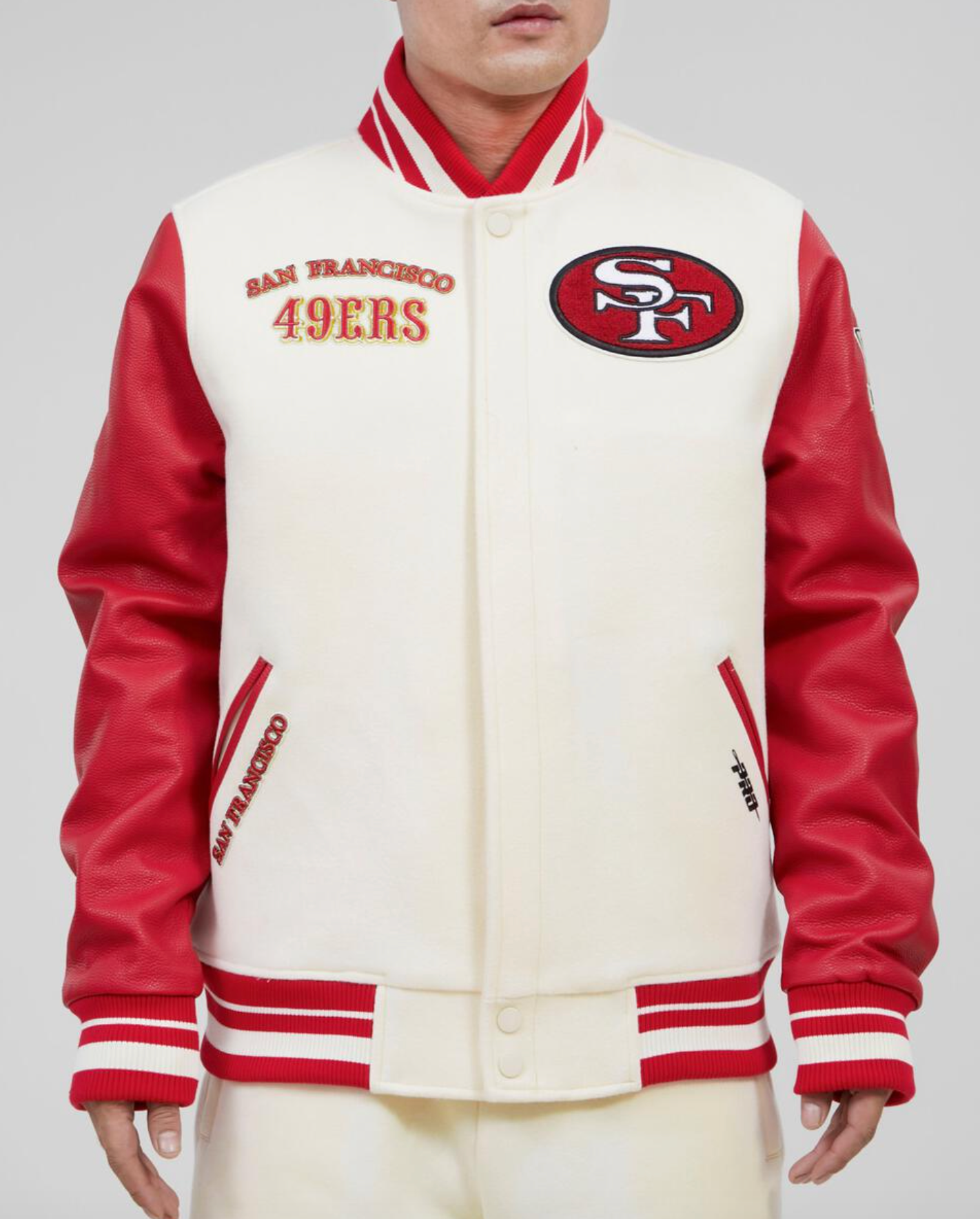 San Francisco 49ers Creme and Red Varsity Jacket