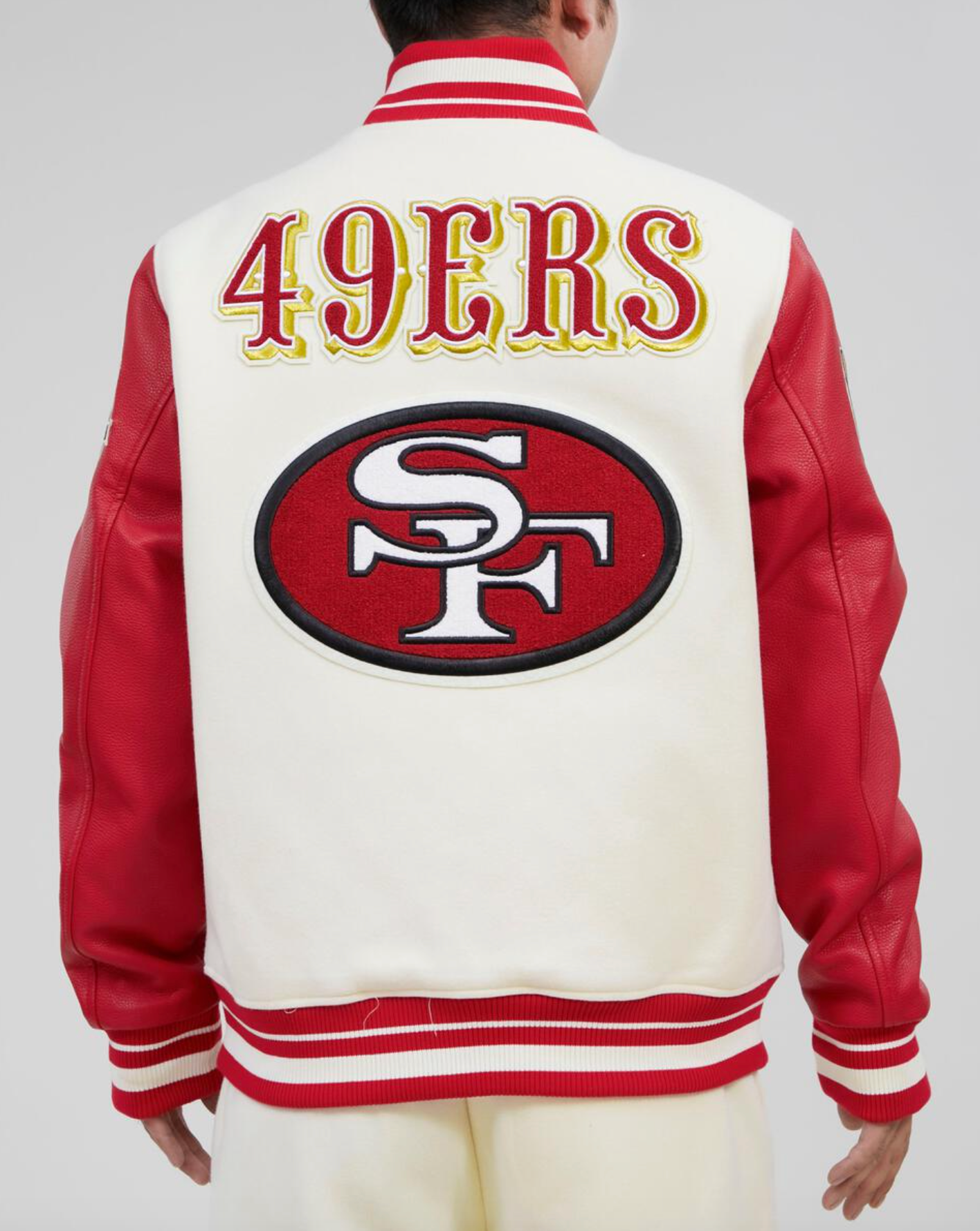 San Francisco 49ers Creme and Red Varsity Jacket