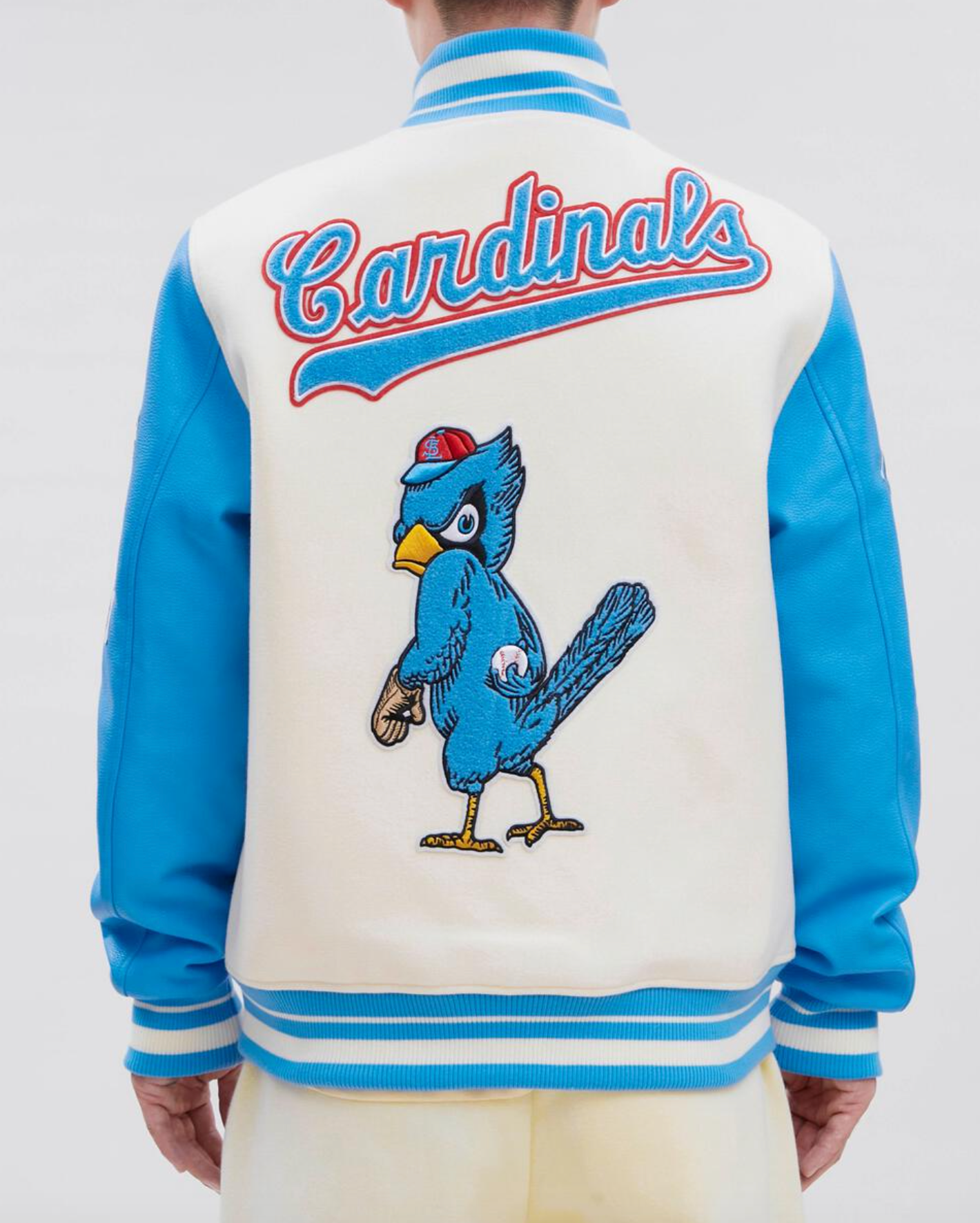 St. Louis Cardinals Creme and Sky Blue Varsity Jacket
