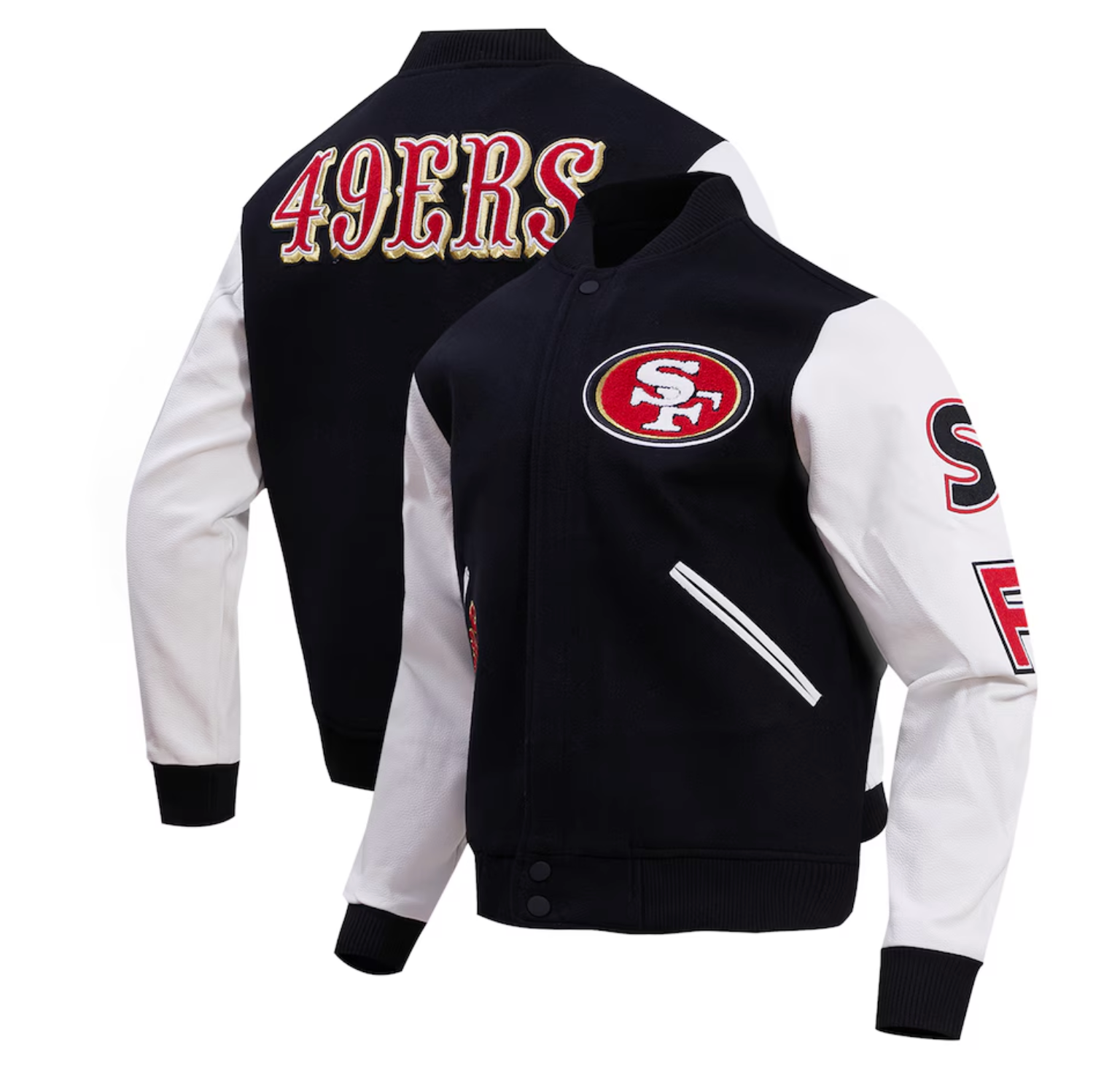 San Francisco 49ers Black and White Varsity Jacket
