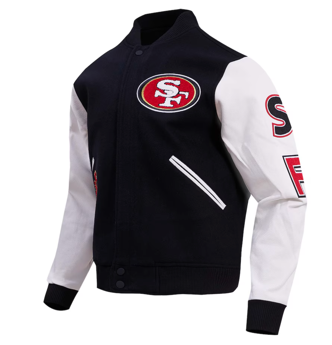 San Francisco 49ers Black and White Varsity Jacket
