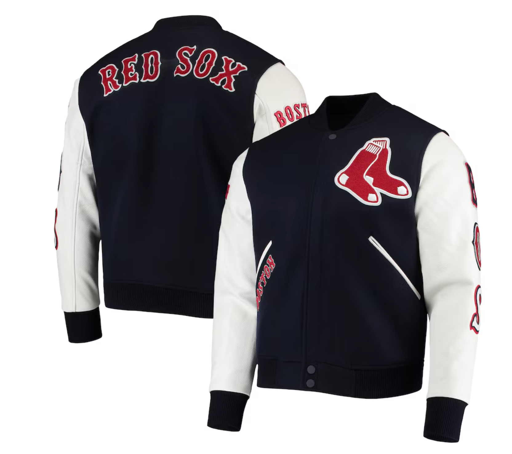 Boston Red Sox Navy Blue and White Varsity Jacket